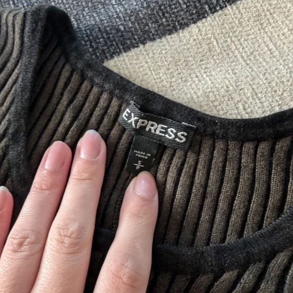 Express Olive Ribbed Sweater Dress S - Picture 2 of 4